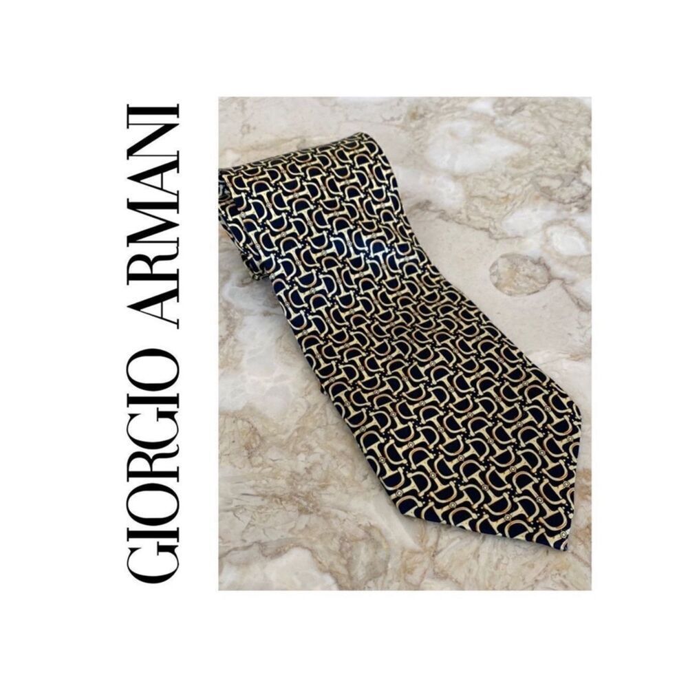 Giorgio Armani 100% Silk Tie Classic Horse Bit Print